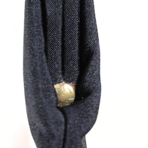 Vintage 1960s Navy Blue Convertible Clutch Gold Chain Handle & Snap Closure - Picture 8 of 12
